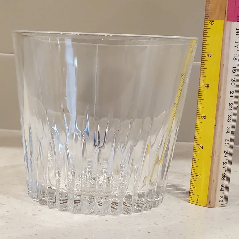 Vintage MCM, Ice Bucket + 5 Federal Glass Shotglasses, Fluted, EUC